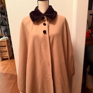 Amanda Smith Tan Cape with Dark Brown Collar